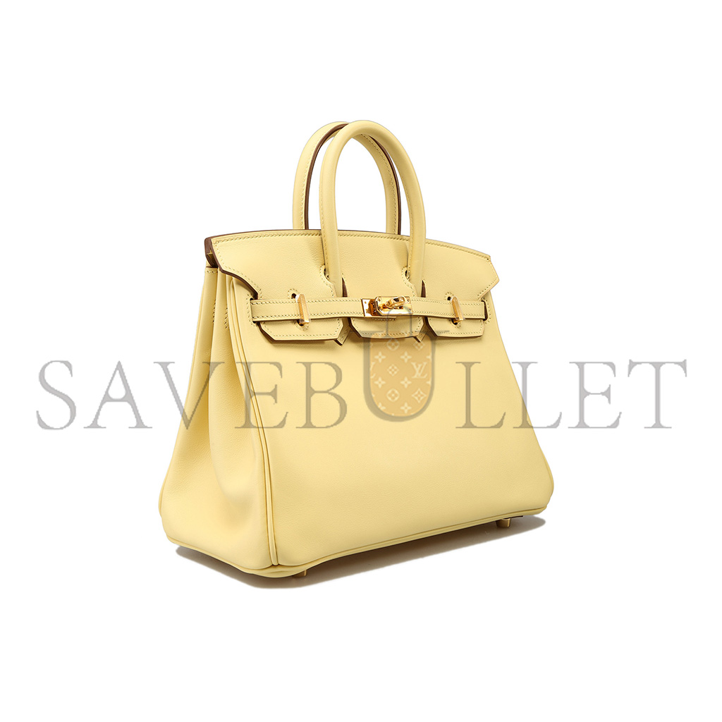 HERMES BIRKIN 25 SWIFT LEATHER GOOSE EGG YELLOW GOLD BUCKLE BAG H049362CK07 (25*20*13cm)